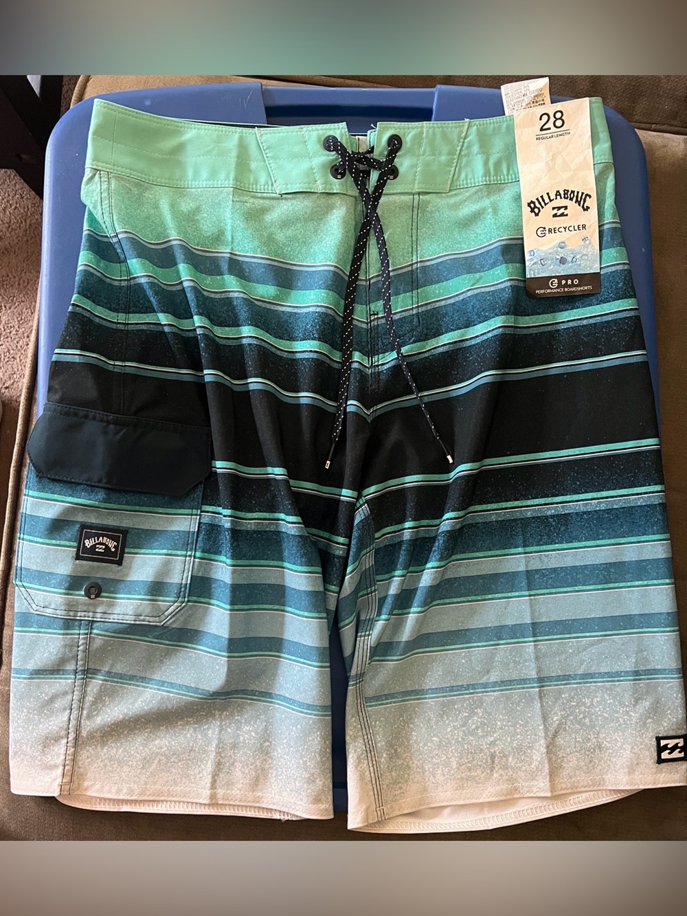 Billabong Men's Mint to Black Striped Boardshorts